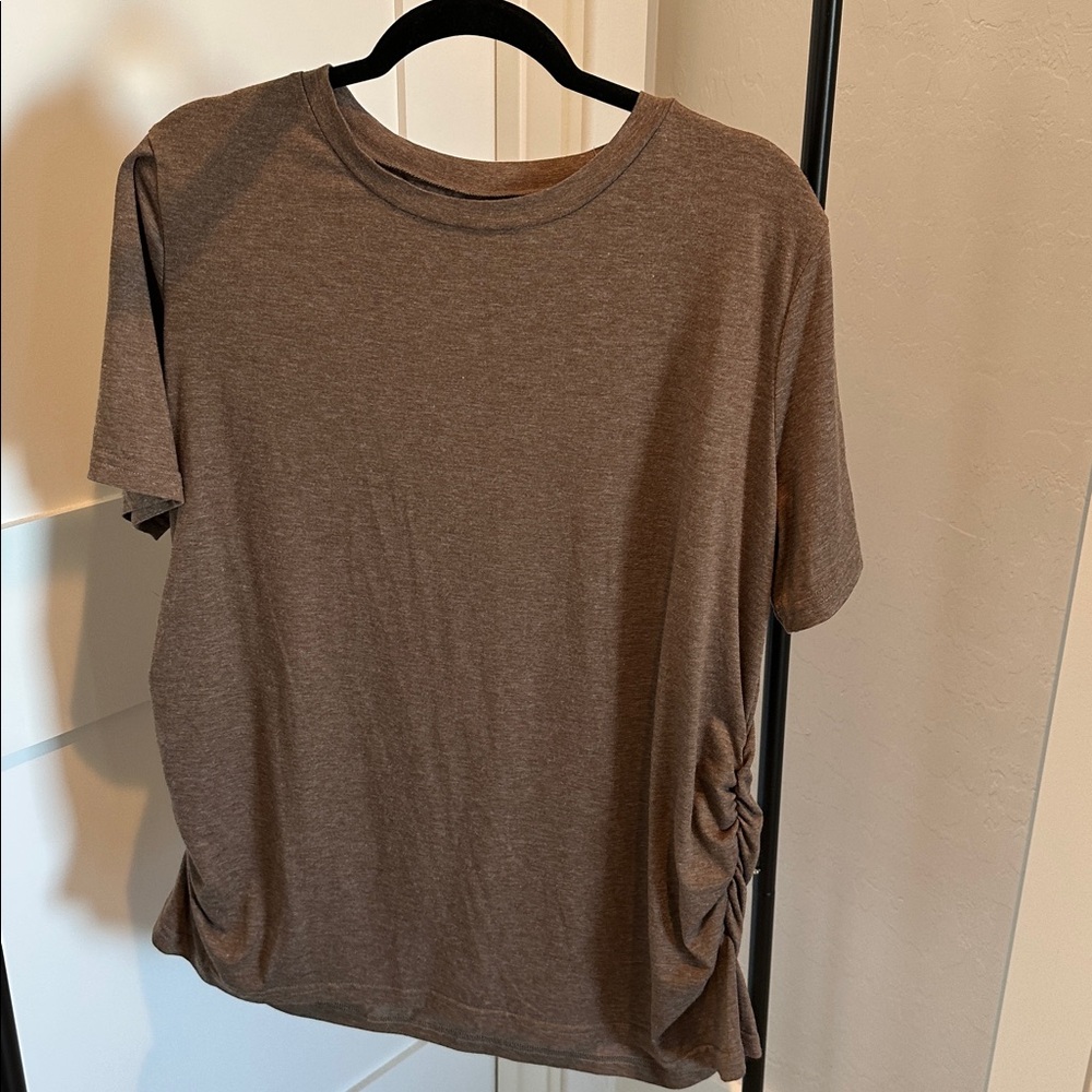 Brown Short Sleeve T-Shirt ruched sides